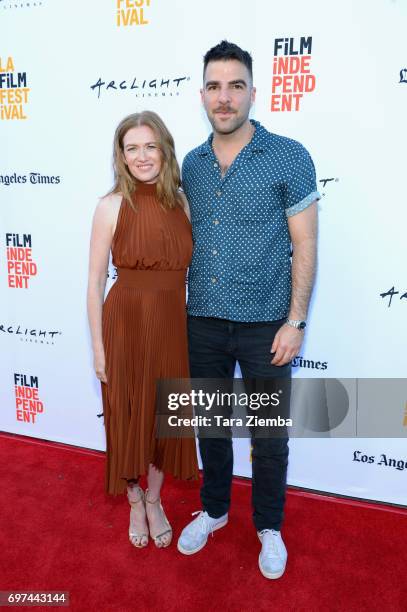 Mireille Enos and Zachary Quinto attend the premieres of "Never Here" and "Laps" during 2017 Los Angeles Film Festival at Arclight Cinemas Culver...