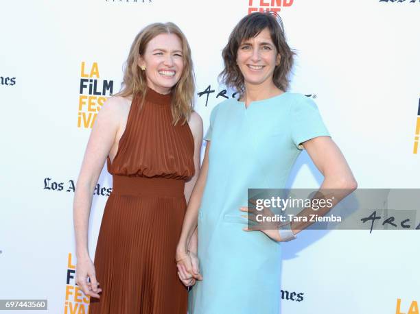 Mireille Enos and Camille Thoman attend the premieres of "Never Here" and "Laps" during 2017 Los Angeles Film Festival at Arclight Cinemas Culver...