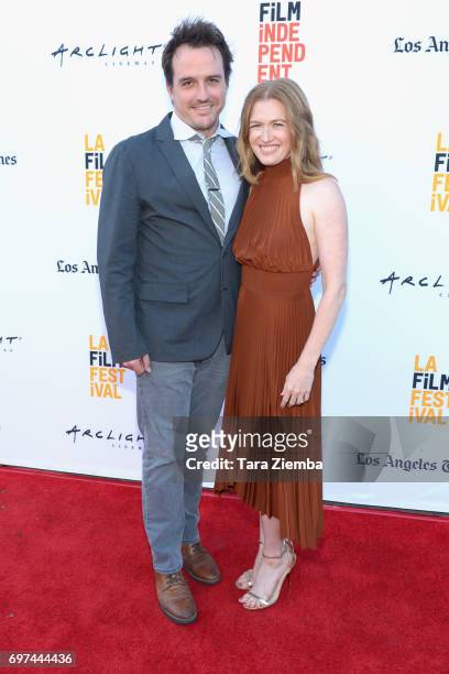 Neal Dodson and Mireille Enos attend the premieres of "Never Here" and "Laps" during 2017 Los Angeles Film Festival at Arclight Cinemas Culver City...