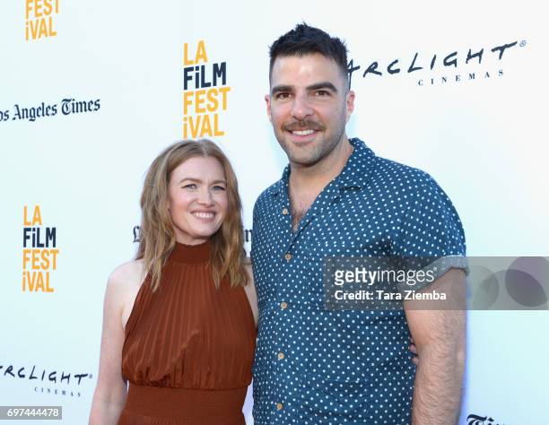 Mireille Enos and Zachary Quinto attend the premieres of "Never Here" and "Laps" during 2017 Los Angeles Film Festival at Arclight Cinemas Culver...