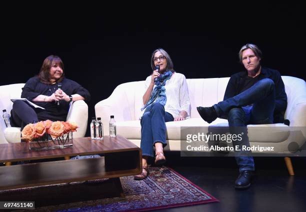 Vice President Film, TV & Visual Media Relations at BMI Doreen Ringer Ross, Miriam Cutler and Tyler Bates attend Coffee Talks during 2017 Los Angeles...
