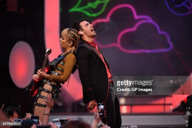 JinJoo Lee and Joe Jonas of DNCE perform at the 2017 iHeartRADIO MuchMusic Video Awards at MuchMusic HQ on June 18, 2017 in Toronto, Canada.