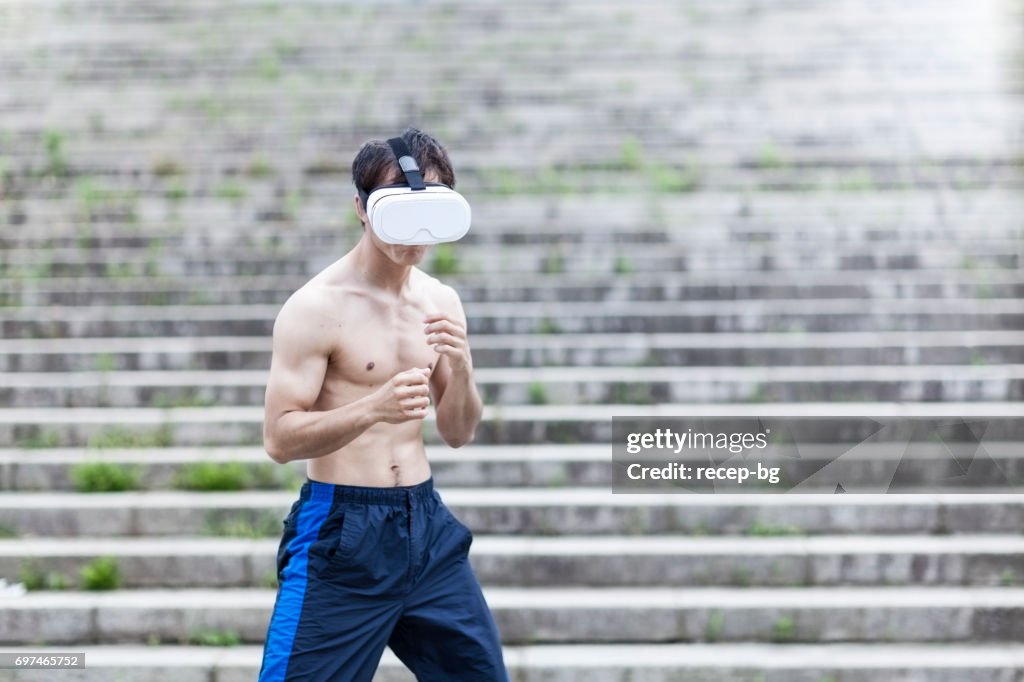 Fighter With Virtual Reality Device