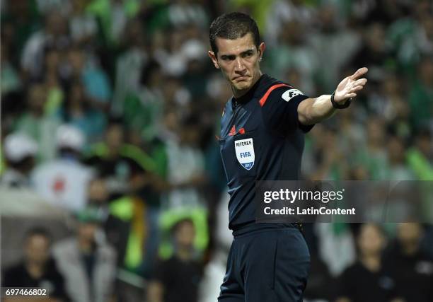 Referee Andres Rojas in action during the Final second leg match between Atletico Nacional and Deportivo Cali as part of Liga Aguila I 2017 at...