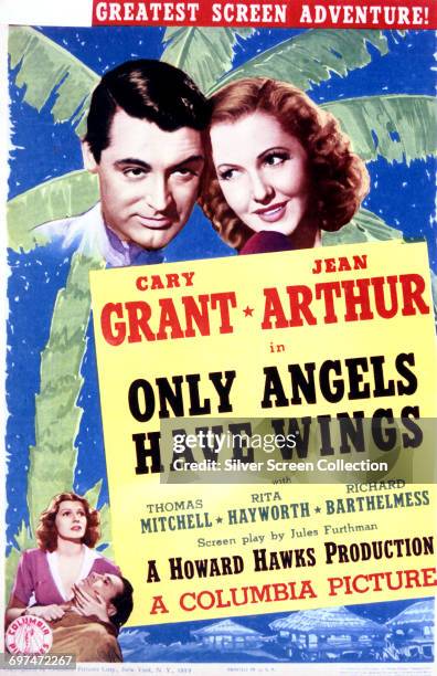 Actors Cary Grant as Geoff Carter, Jean Arthur as Bonnie Lee, and Rita Hayworth as Judy MacPherson on a poster for the Columbia Pictures film 'Only...