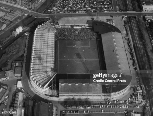 An aerial view of the Old Trafford football ground , home to the Manchester United football club during the FA Cup sixth round replay match against...
