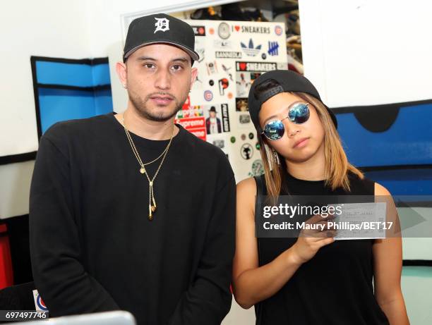 Dre Sinatra and Christal Wang attend BETX Pop Up at Cool Kicks on June 18, 2017 in Los Angeles, California.