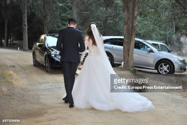Barcelona football player Marc Bartra and the journalist Melissa Jimenez attend their wedding on June 18, 2017 in Barcelona, Spain.