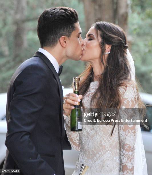Barcelona football player Marc Bartra and the journalist Melissa Jimenez attend their wedding on June 18, 2017 in Barcelona, Spain.