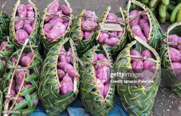 vegetables for sale in the market in port villa, efate - port vila stock pictures, royalty-free photos & images