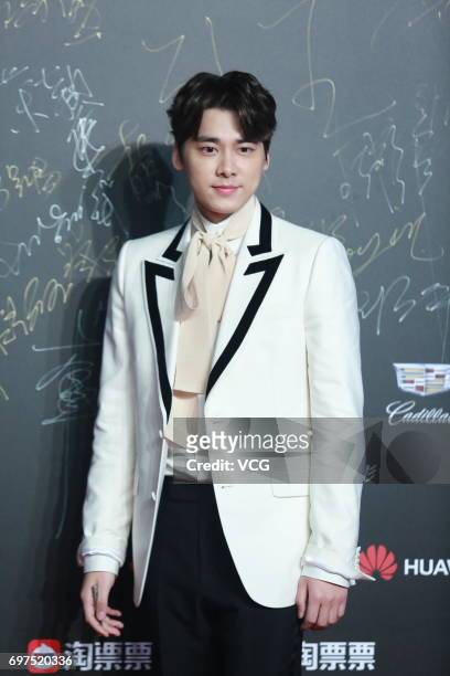 Actor Li Yifeng poses at the red carpet of 2017 Sina Weibo Film Night on June 18, 2017 in Shanghai, China.