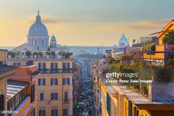 rome cityscape with the dome of st. peter's basilica in the background - vatican city aerial stock pictures, royalty-free photos & images