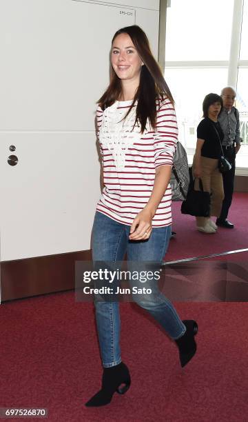 Actress Kaya Scodelario is seen upon arrival at Haneda Airport on June 19, 2017 in Tokyo, Japan.