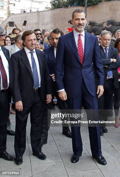 King Felipe and Curro Vazquez attend La Beneficiencia Bullfighting at Las Ventas Bullring on June 16, 2017 in Madrid, Spain.