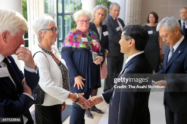 Crown Prince Naruhito meets Japanese living in Denmark on June 18, 2017 in Copenhagen, Denmark.