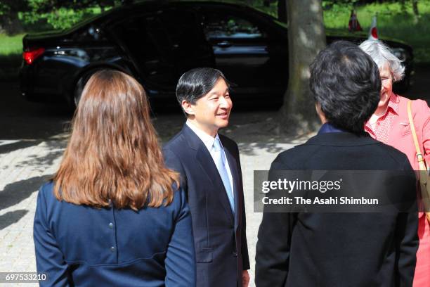 Crown Prince Naruhito visits an architecture exhibition on June 18, 2017 in Frederiksberg, Denmark.