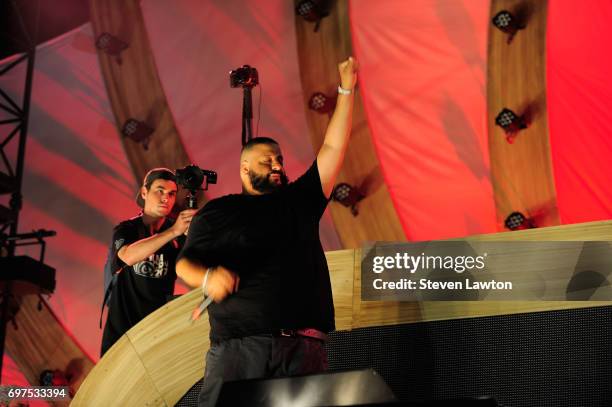 Khaled performs during the 21st annual Electric Daisy Carnival at Las Vegas Motor Speedway on June 19, 2017 in Las Vegas, Nevada.