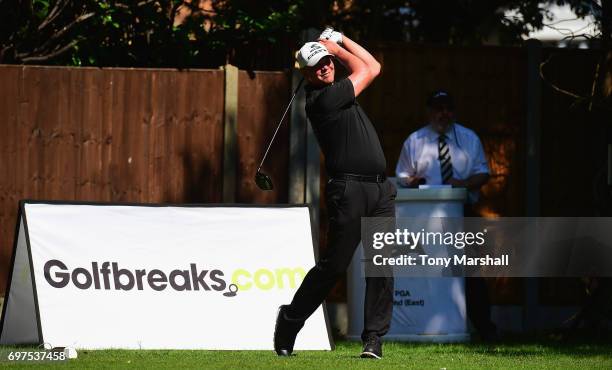 Simon Dainty of Stoke by Nayland Golf Club Ltd plays his first shot on the 2nd tee during the Golfbreaks.com PGA Fourball Championship East Qualifier...