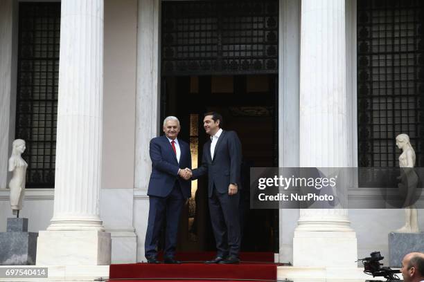 Alexis Tsipras meets meets Prime Minister of Turkey Binali Yildirim, at Maximos mansion in Athens on June 19, 2017. Yildirim will also visit the...