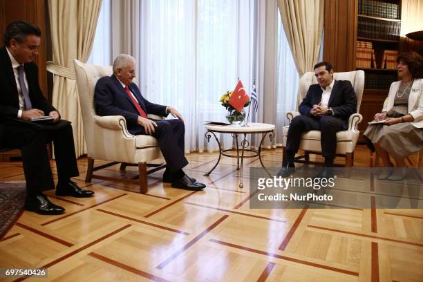 Alexis Tsipras meets meets Prime Minister of Turkey Binali Yildirim, at Maximos mansion in Athens on June 19, 2017. Yildirim will also visit the...