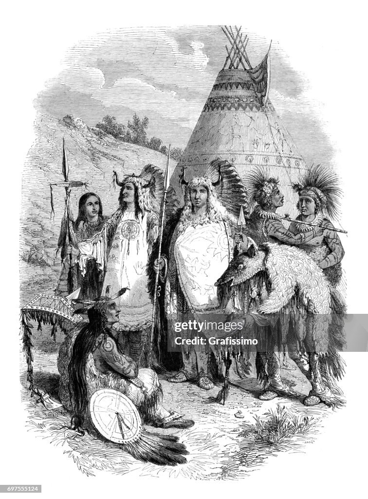Native american Sioux tribe dancing shamanism