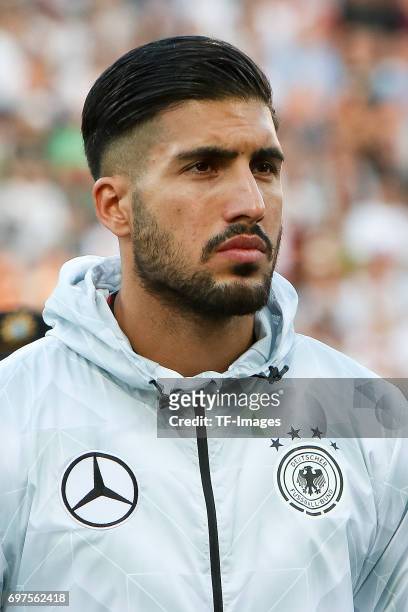 Emre Can of Germany looks on during the FIFA 2018 World Cup Qualifier between Germany and San Marino at Stadion Nuernberg on June 10, 2017 in...