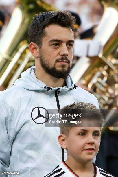 Amin Younes of Germany looks on during the FIFA 2018 World Cup Qualifier between Germany and San Marino at Stadion Nuernberg on June 10, 2017 in...