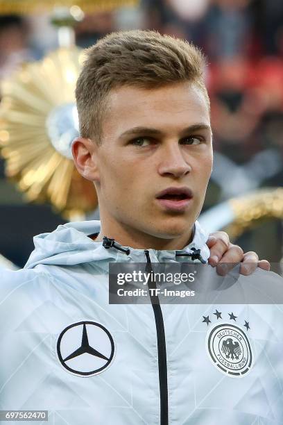 Joshua Kimmich of Germany looks on during the FIFA 2018 World Cup Qualifier between Germany and San Marino at Stadion Nuernberg on June 10, 2017 in...