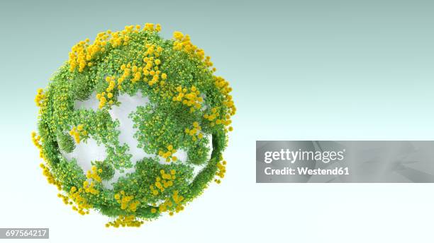 3d rendering, grass and flowers growing on white rock - nature stock illustrations