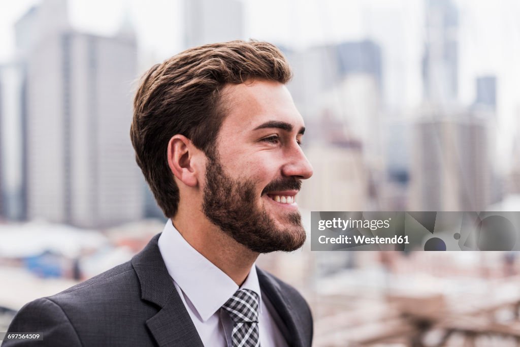 USA, New York City, smiling businessman
