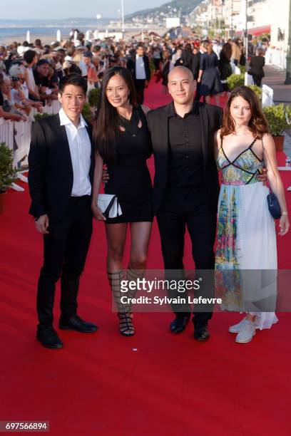 Francois Yang, Xin Wang, Frederic Siuen, Audrey Bastien attend closing ceremony red carpet of 31st Cabourg Film Festival on June 17, 2017 in Cabourg,...