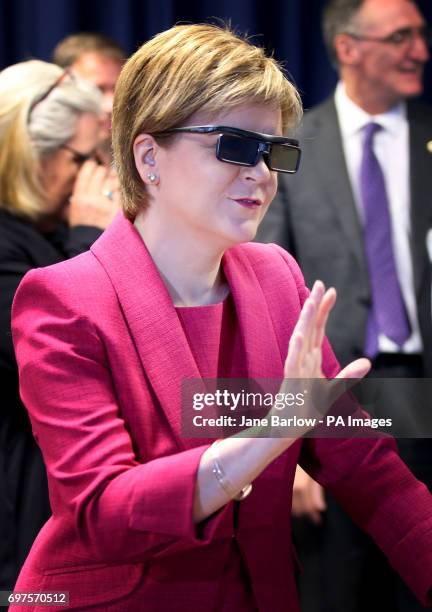 First Minister Nicola Sturgeon looks at a 3D simulator during a visit to the Advanced Forming Research Centre in Renfrew where she took a tour of the...