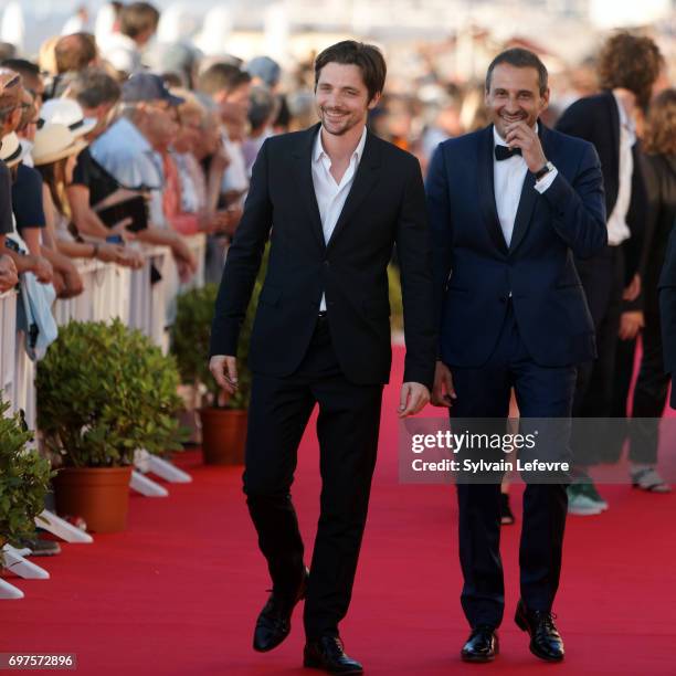 Safy Nebou , Raphael Personnaz attend closing ceremony red carpet of 31st Cabourg Film Festival on June 17, 2017 in Cabourg, France.