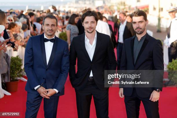 Safy Nebou , Raphael Personnaz and guest attend closing ceremony red carpet of 31st Cabourg Film Festival on June 17, 2017 in Cabourg, France.