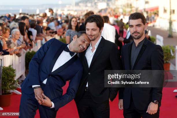 Safy Nebou , Raphael Personnaz and guest attend closing ceremony red carpet of 31st Cabourg Film Festival on June 17, 2017 in Cabourg, France.