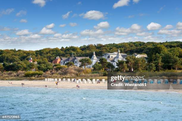 germany, usedom, zinnowitz, view to the beach with baltic sea in the foreground - zinnowitz imagens e fotografias de stock
