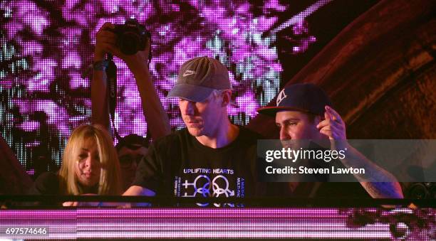 Alison Wonderland, DJ/producer Diplo and DJ Jauz perform during the 21st annual Electric Daisy Carnival at Las Vegas Motor Speedway on June 19, 2017...