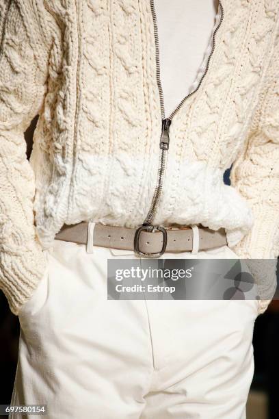 Belt detail at the Salvatore Ferragamo show during Milan Men's Fashion Week Spring/Summer 2018 on June 18, 2017 in Milan, Italy.