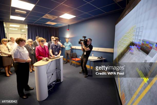 First Minister Nicola Sturgeon looks at a 3D simulator during a visit to the Advanced Forming Research Centre in Renfrew where she took a tour of the...
