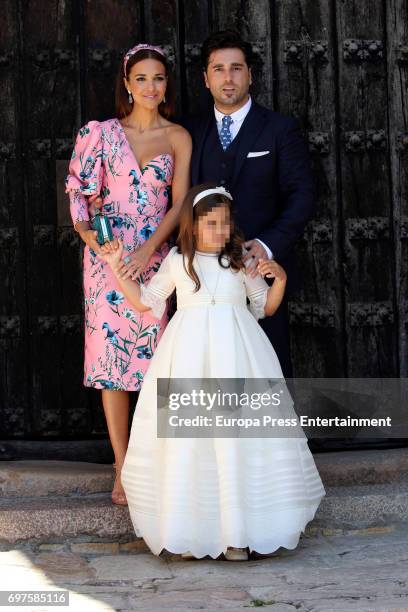 Paula Echevarria and David Bustamante attend the First Communion of their daughter Daniella Bustamante in San Vicente de la Barquera on June 17, 2017...