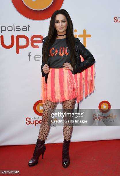 Ewelina Lisowska participate in the Polsat SuperHit Festival 2017 on May 27, 2017 in Sopot, Poland. The festival is an annual song contest held at...