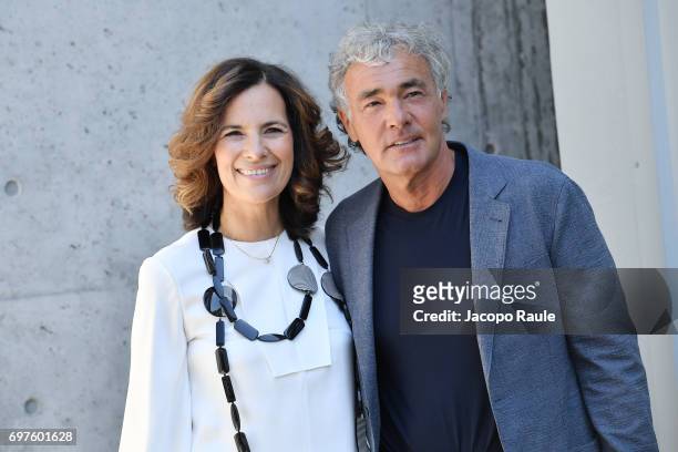 Roberta Armani and Massimo Giletti attends the Giorgio Armani show during Milan Men's Fashion Week Spring/Summer 2018 on June 19, 2017 in Milan,...