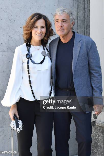 Roberta Armani and Massimo Giletti attends the Giorgio Armani show during Milan Men's Fashion Week Spring/Summer 2018 on June 19, 2017 in Milan,...