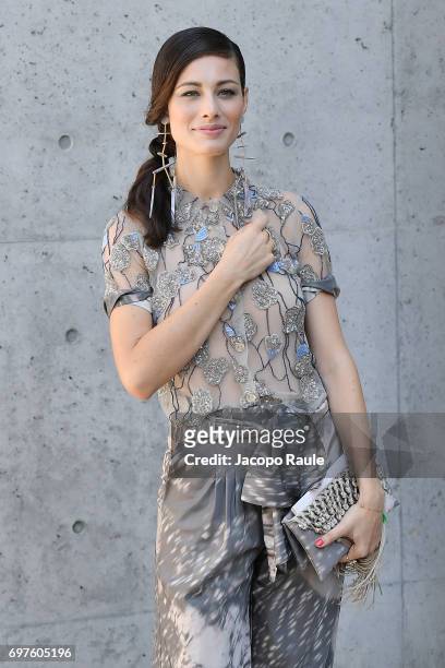 Marica Pellegrinelli attends the Giorgio Armani show during Milan Men's Fashion Week Spring/Summer 2018 on June 19, 2017 in Milan, Italy.