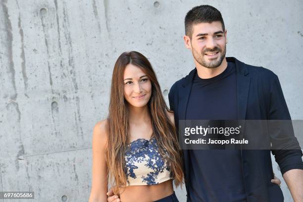 Anita Marquez and Filippo Lanza attend the Giorgio Armani show during Milan Men's Fashion Week Spring/Summer 2018 on June 19, 2017 in Milan, Italy.