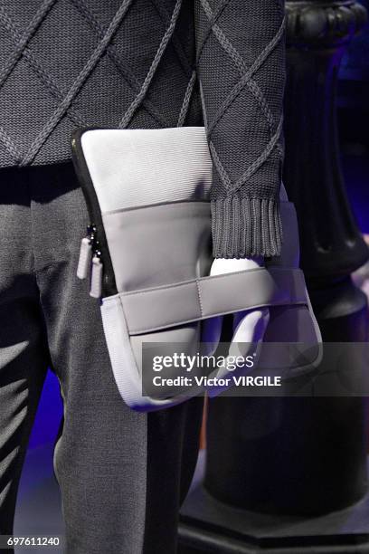 Model walks the runway at the Canali fashion show during Milan Men's Fashion Week Spring/Summer 2018 on June 17, 2017 in Milan, Italy.