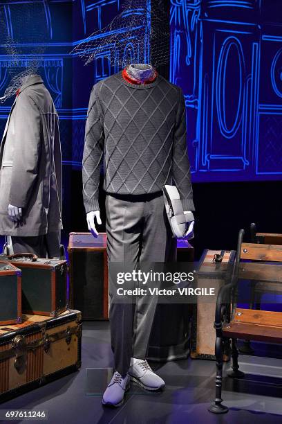 Model walks the runway at the Canali fashion show during Milan Men's Fashion Week Spring/Summer 2018 on June 17, 2017 in Milan, Italy.