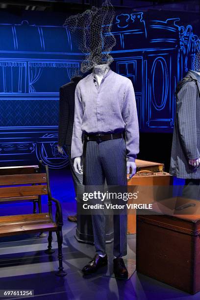 Model walks the runway at the Canali fashion show during Milan Men's Fashion Week Spring/Summer 2018 on June 17, 2017 in Milan, Italy.