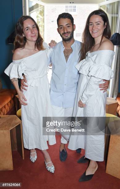 Serafina Sama, Billal Taright and Alex Eagle attend the Isa Arfen x Alex Eagle lunch at The Chess Club on June 19, 2017 in London, England.