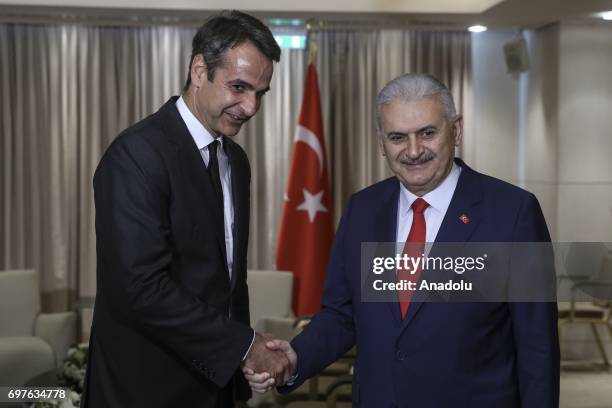 Prime Minister of Turkey Binali Yildirim meets Kyriakos Mitsotakis , leader of New Democracy party in Athens, Greece on June 19, 2017